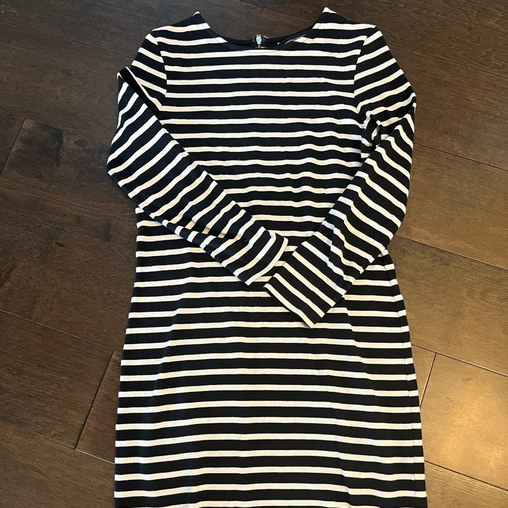 French Connection black and white striped sleeved dress